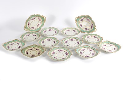 Lot 177 - A Victorian dessert service of thirteen pieces,...