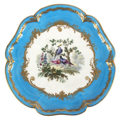 Lot 181 - A Sevres (later-decorated) hexafoil ice-cup...