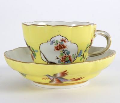 Lot 182 - A Meissen yellow-ground breakfast cup and...