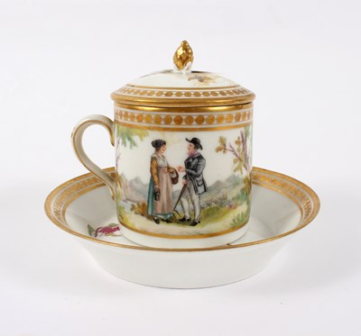 Lot 185 - A Nyon cup, cover and saucer, circa 1800, the...