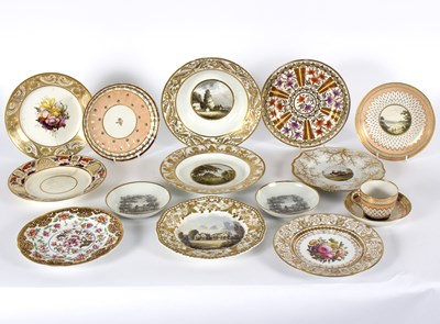 Lot 207 - A group of English tea and dessert wares,...