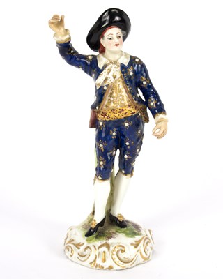 Lot 227 - A Derby style figure of the Musician, in a...