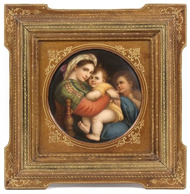 Lot 261 - A painted porcelain plaque, after Raphael,...