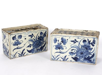 Lot 266 - A pair of English Delft flower bricks, 18th...