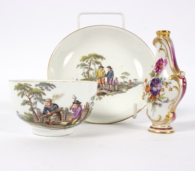 Lot 268 - A Meissen porcelain cup and saucer, painted a...