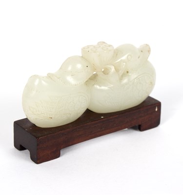 Lot 308 - A Chinese jade carving of two mandarin ducks...