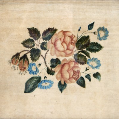 Lot 316 - A Chinese rice paper picture depicting roses,...