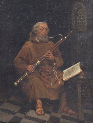 Lot 324 - 19th Century/Friar Playing a Bassoon/oil on...