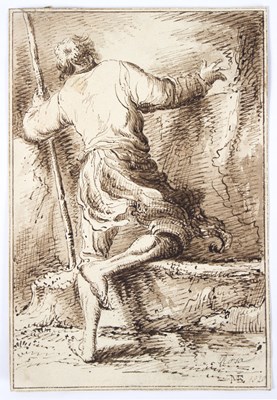 Lot 455 - After Salvator Rosa/Study of a Man/initialled...