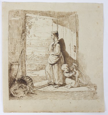 Lot 456 - 18th Century School/Woman Waiting at the Door,...