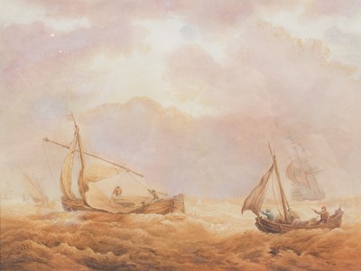 Lot 485 - Addersley/Boats in Rough Sea/three-masted ship...