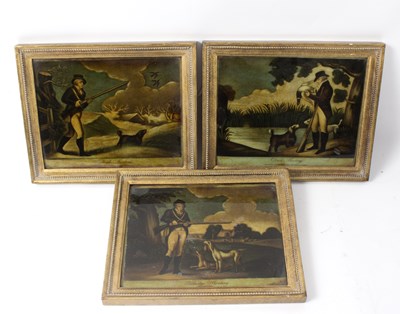 Lot 547 - Three reverse glass pictures/Duck...