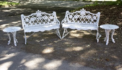 Lot 622 - A pair of Victorian style garden benches with...