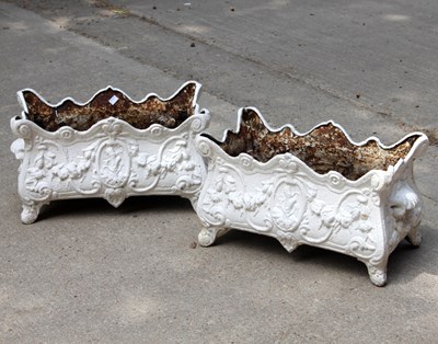 Lot 623 - A pair of Victorian cast iron planters of...