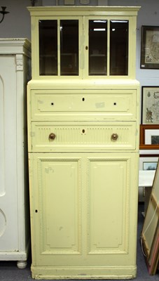 Lot 636 - A painted food cupboard, fitted a glazed upper...