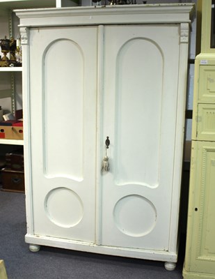 Lot 637 - A Victorian painted pine wardrobe with...