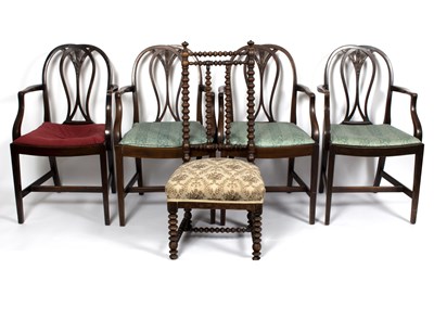 Lot 683 - Four mahogany armchairs of late 18th Century...