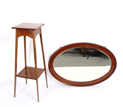 Lot 695 - An early 20th Century oval wall mirror, 95cm...