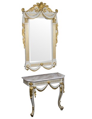 Lot 703 - A gilt and white painted pier table and mirror...