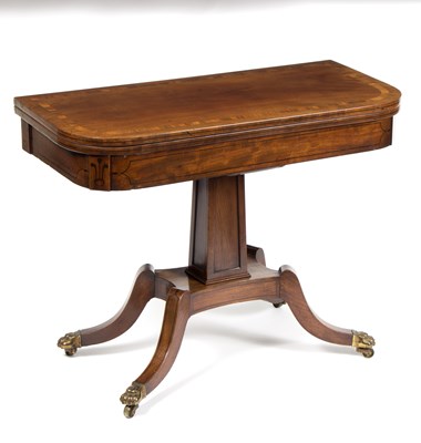 Lot 713 - A Regency mahogany D-shaped card table, the...