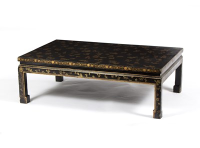 Lot 727 - A rectangular black lacquer table, the top...