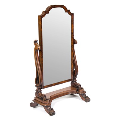 Lot 748 - A Victorian mahogany arch top cheval glass on...