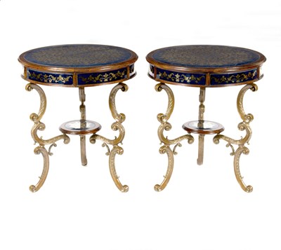 Lot 753 - A pair of mahogany jardini?re tables each with...