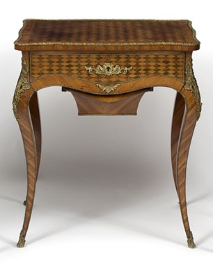 Lot 771 - A Louis XVI style kingwood and parquetry work...