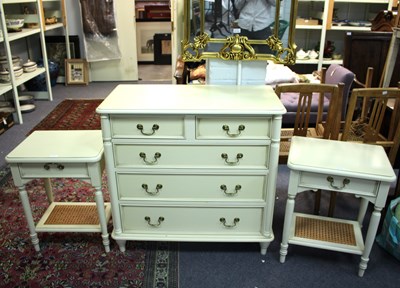 Lot 792 - A white painted chest of three long and two...