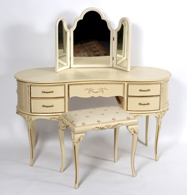 Lot 796 - A kidney-shaped white painted dressing table,...