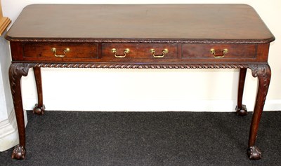 Lot 838 - A mahogany hall table, on cabriole legs with...