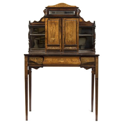 Lot 865 - An Edwardian rosewood and inlaid writing table,...