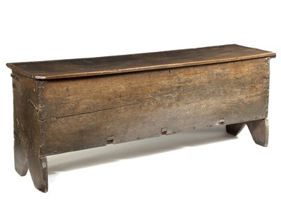 Lot 867 - A large 17th Century six-plank coffer, 221cm...