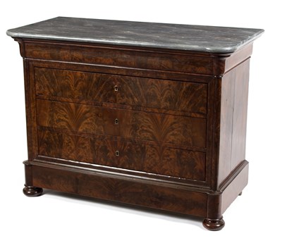 Lot 890 - A French Empire mahogany chest, the grey...