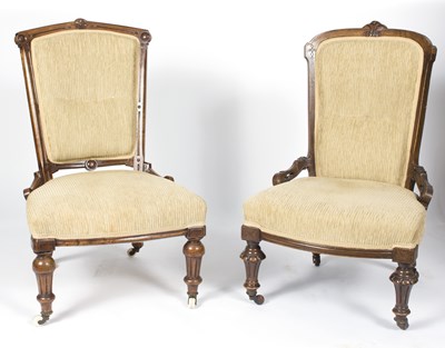 Lot 892 - A near pair of late Victorian upholstered...