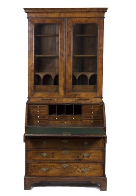 Lot 898 - A George III walnut bureau bookcase, the upper...