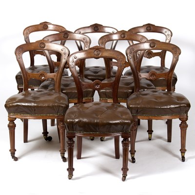 Lot 905 - A set of eight Victorian dining chairs with...