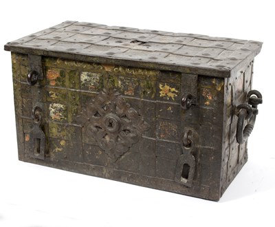 Lot 908 - A 17th Century German Armada chest, the...