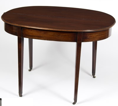 Lot 910 - A George III D-shaped fold-over tea table, on...