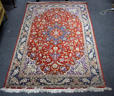 Lot 947 - A Tabriz silk rug, North West Persia, signed,...