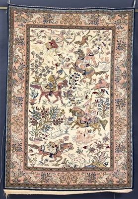 Lot 950 - A Qum hunting rug, 152cm x 109cm