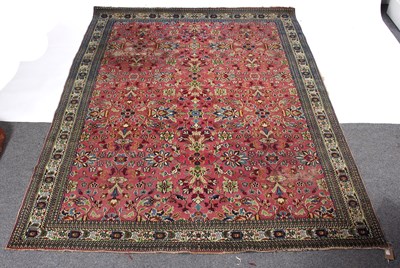 Lot 955 - An Indian rug, decorated floral motifs to a...