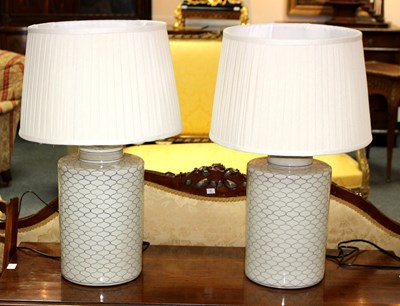 Lot 968 - A pair of modern ceramic table lamps, each...