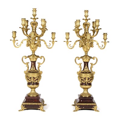 Lot 974 - A pair of 19th Century gilt metal nine-light...