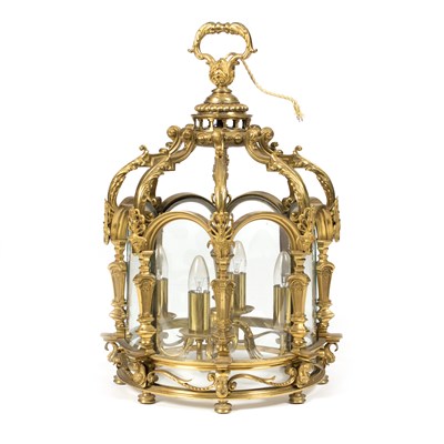 Lot 982 - A Louis XIV style bronze hall lantern of...