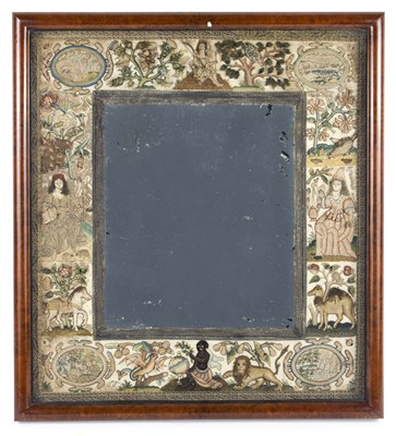 Lot 998 - A Charles II needlework mirror, English 1660,...