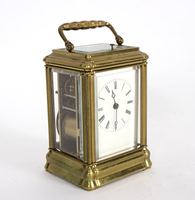 Lot 1019 - A gilt brass half-hour strike hour-repeat...