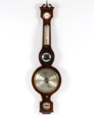 Lot 1033 - A mahogany cased banjo barometer, fitted a...