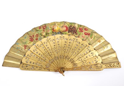 Lot 1042 - A fan with gilt painted pierced sticks,...