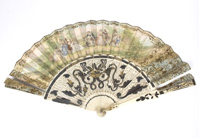 Lot 1044 - A 19th Century fan with pierced and painted...